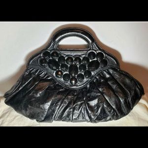 LOCKHEART HANNAH BLACK LEATHER HANDBAG